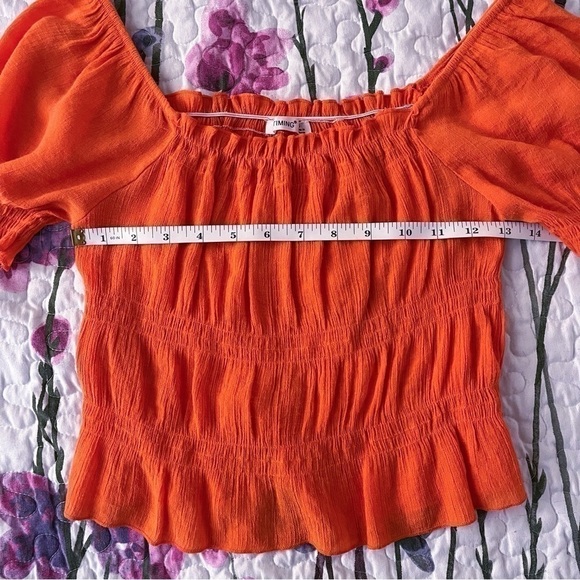 Timing Cropped Top Womens Small Orange Peasant Boho Soft Vibrant Colorful - Picture 6 of 9